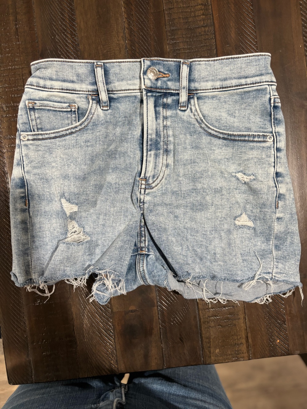 Express Light Wash Distressed Denim Shorts